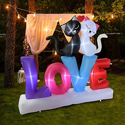 BLOWOUT FUN 6 FT Valentine napuhavanje ljubavna pisma sa par mačke LED osvijetljeni ukras za rođendan vjenčanje Dvorište Lawn vrt